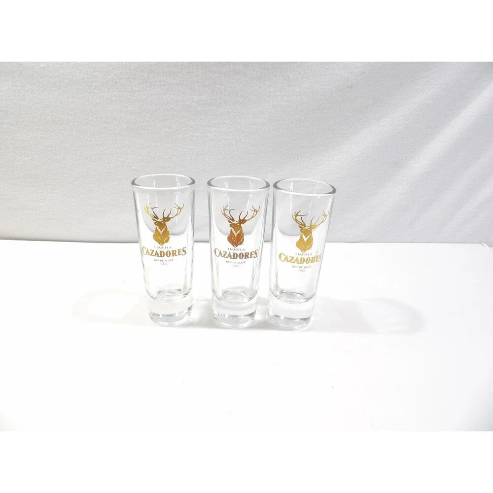 Cazadores Tequila de Agave Tall Shooter Shot Glasses, Set of 3